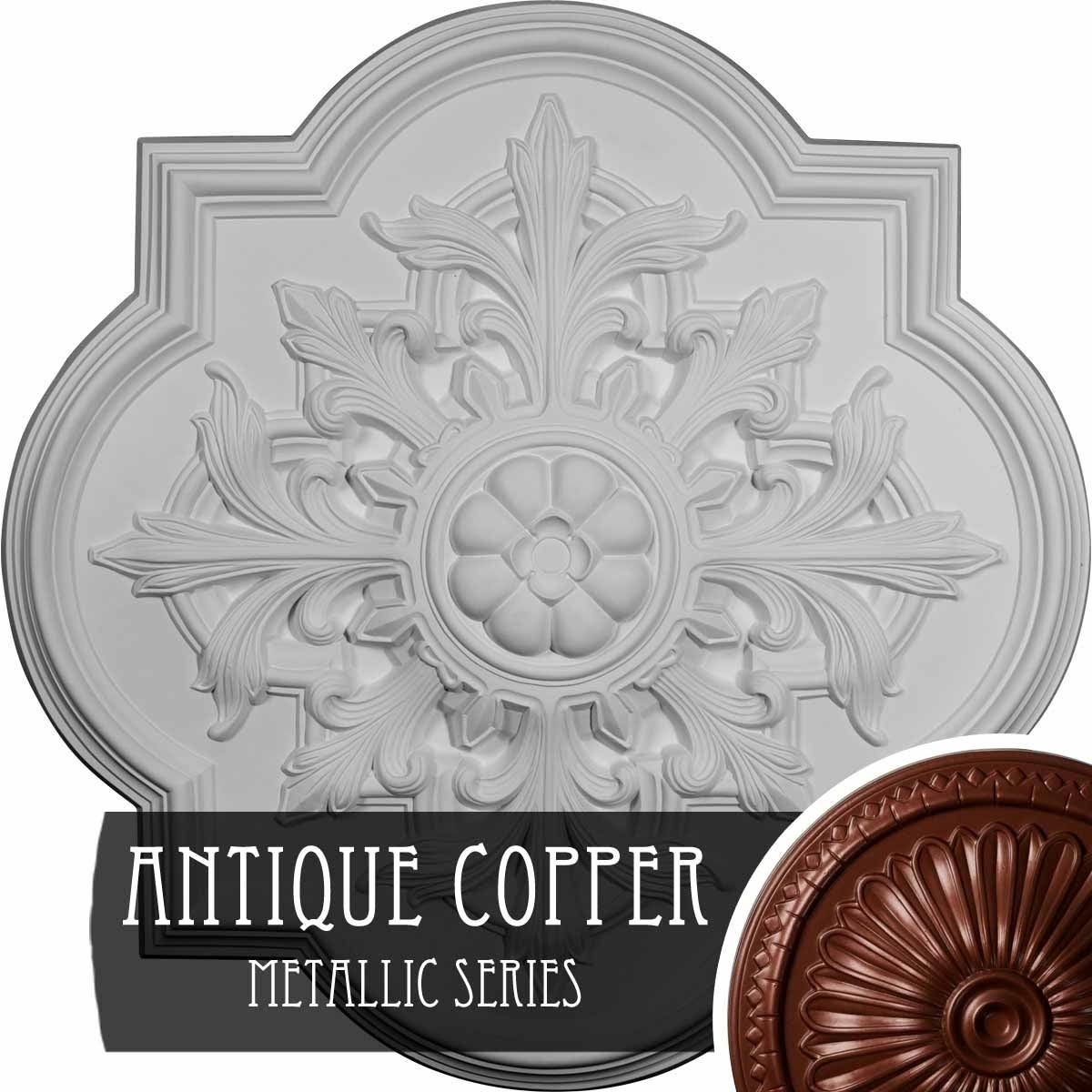 31 1/4x22OD x 2x22P Ceiling Medallion Hand-Painted Walnut V50357