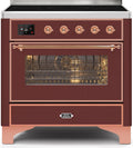 Burgundy Copper Trim 36 Induction Range with Electric Oven F64996