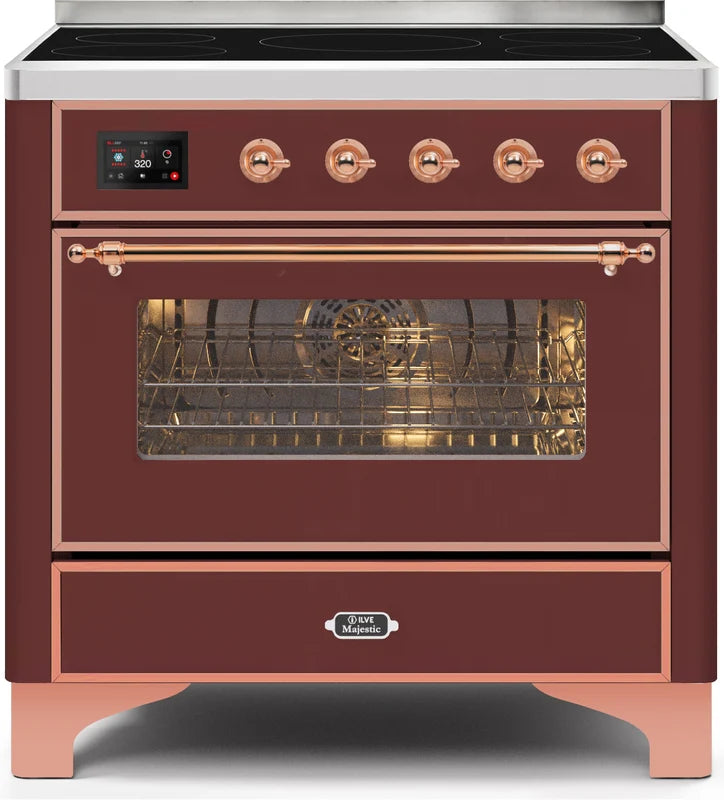 Burgundy Copper Trim 36 Induction Range with Electric Oven F64996
