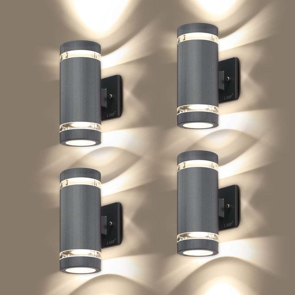 4 Pack LED Outdoor Wall Light, Aluminum Waterproof, 3000k 5W W27775