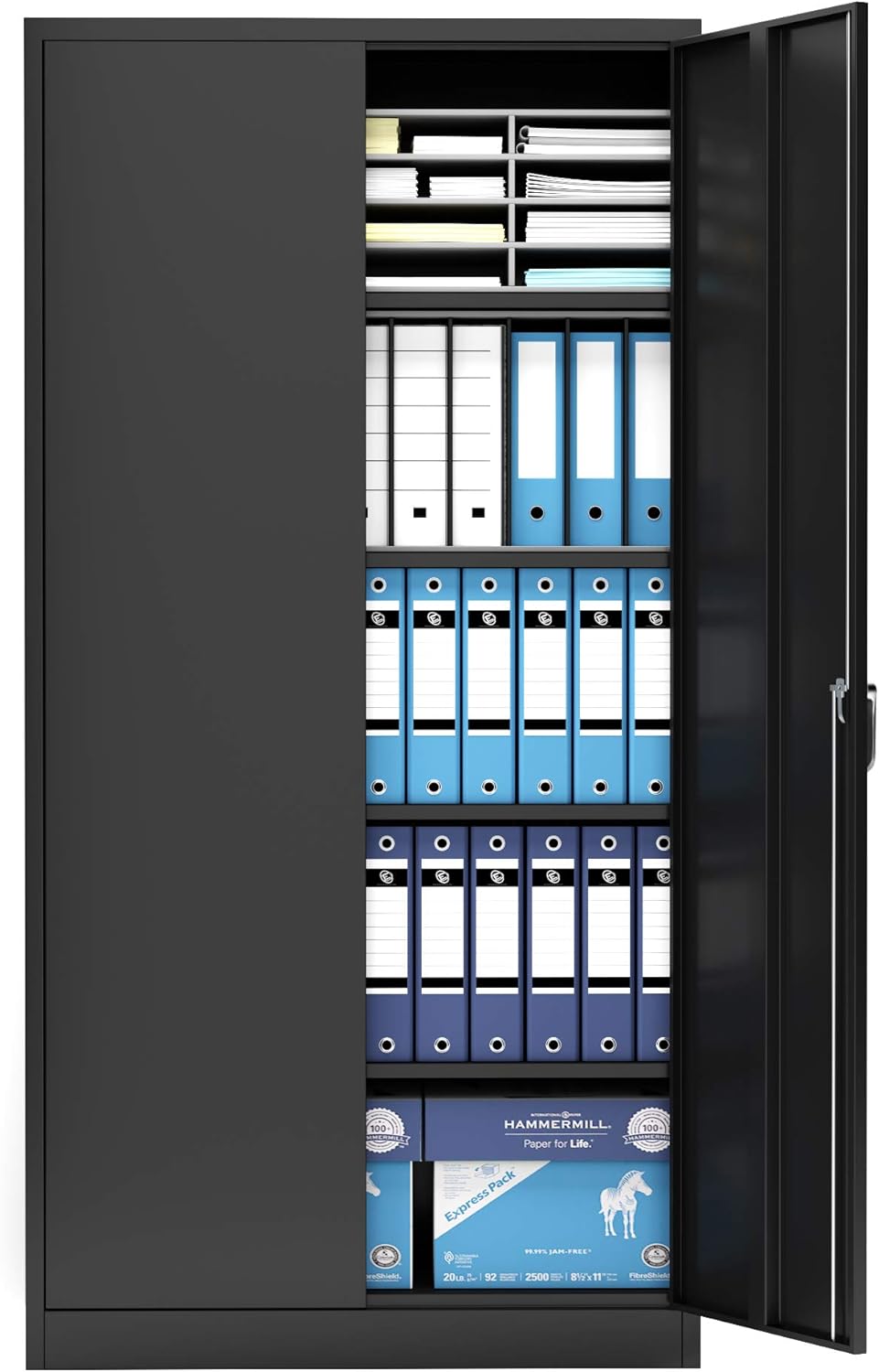 Black Metal Storage Cabinet with 2 Doors and 4 Adjustable Shelves R17980