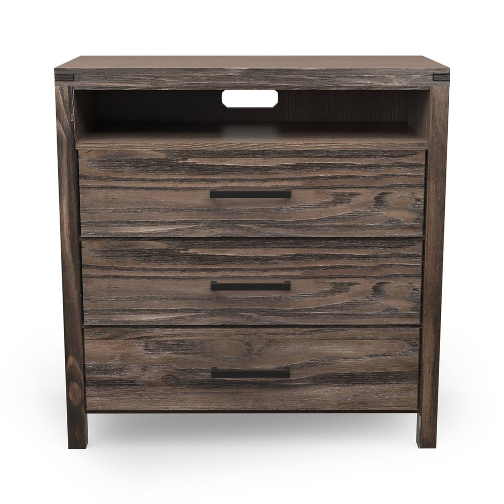 Dark Grey Wire-Brushed 3-Drawer Media Chest L58098