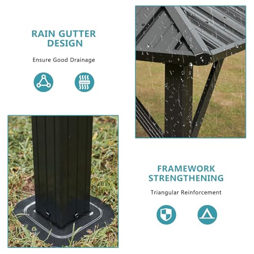 10' X 12' Aluminum Hardtop Gazebo with Galvanized Steel Double Roof T250