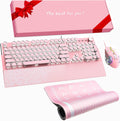 Pink 104 Keys White LED Backlit Mechanical Gaming Keyboard with Mouse Combo V20101