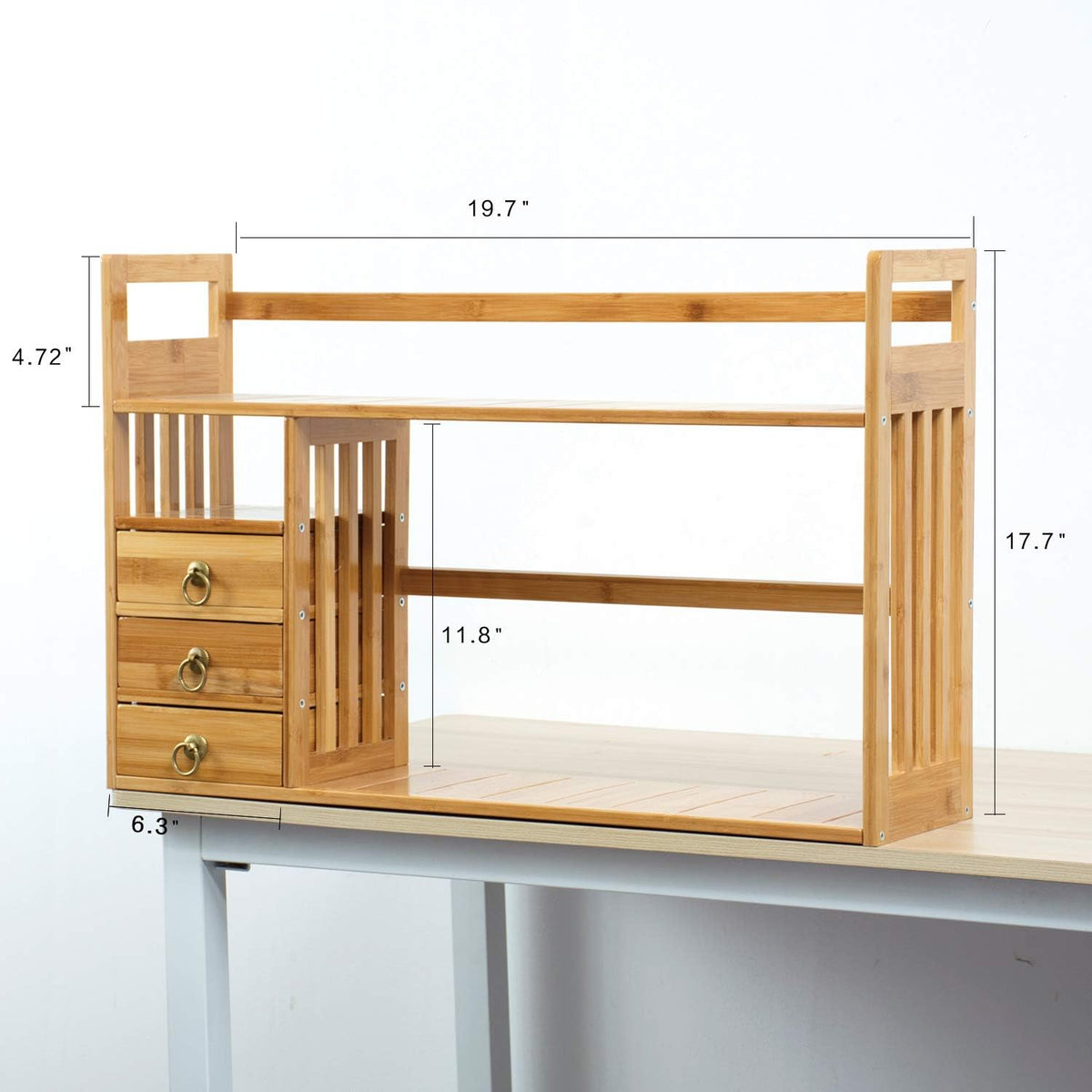Bamboo Desktop Bookshelf with 3 Drawers U4595