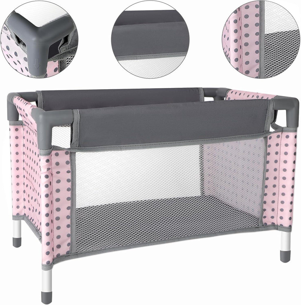 Baby Doll Stroller Crib Bed Nursery Role Play Set with Accessories and Play Mat F60057