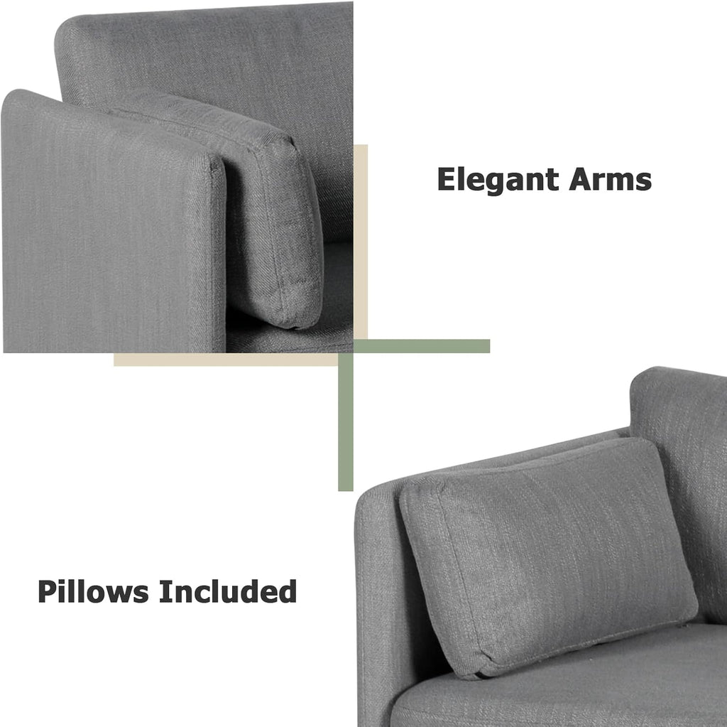 Grey 3 Pcs Upholstered Sofa Set with Pillows B581626