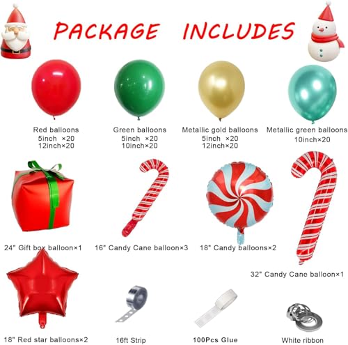149PCS Red Green Gold Balloon Garland Arch Kit C56819
