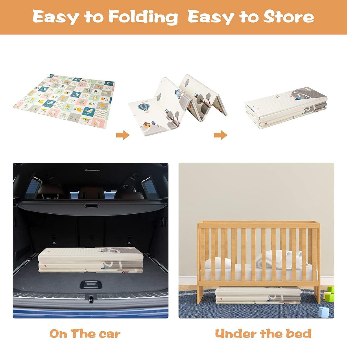 Extra Large Waterproof Foldable Baby Play Mat with Carry Bag N3274