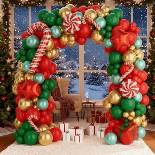 149PCS Red Green Gold Balloon Garland Arch Kit C56819