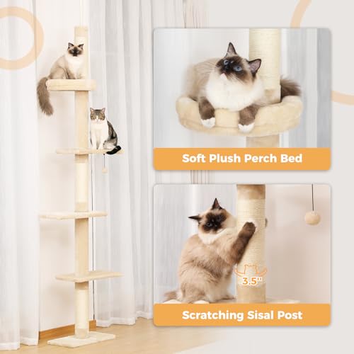 Grey 5-Tier Adjustable Cat Tree with Scratching Post Y785