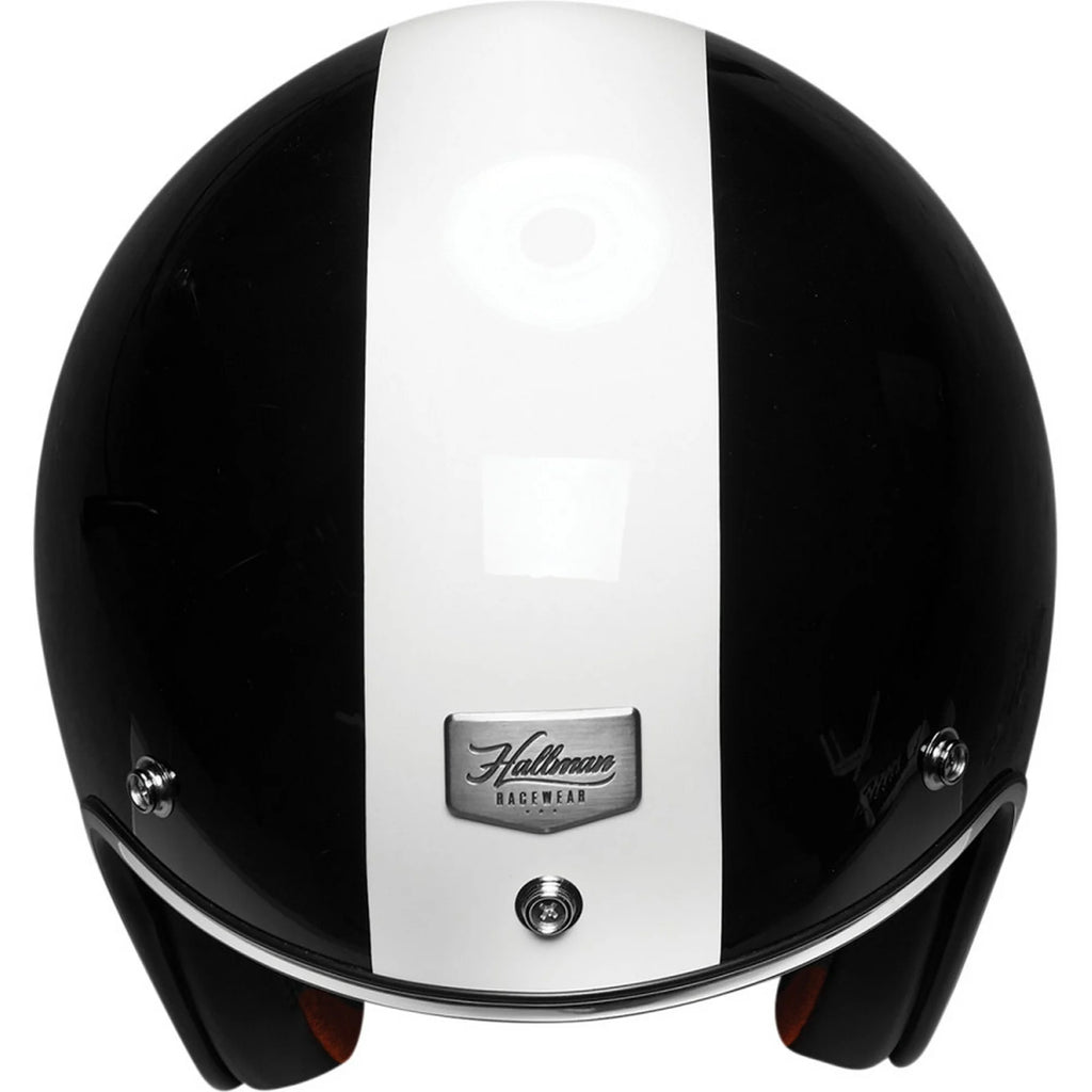 Open Face Motorcycle Helmet Black/White LG K33369