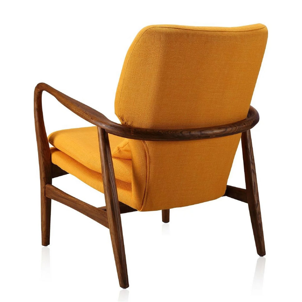 Yellow and Walnut Accent Chair and Ottoman E3279