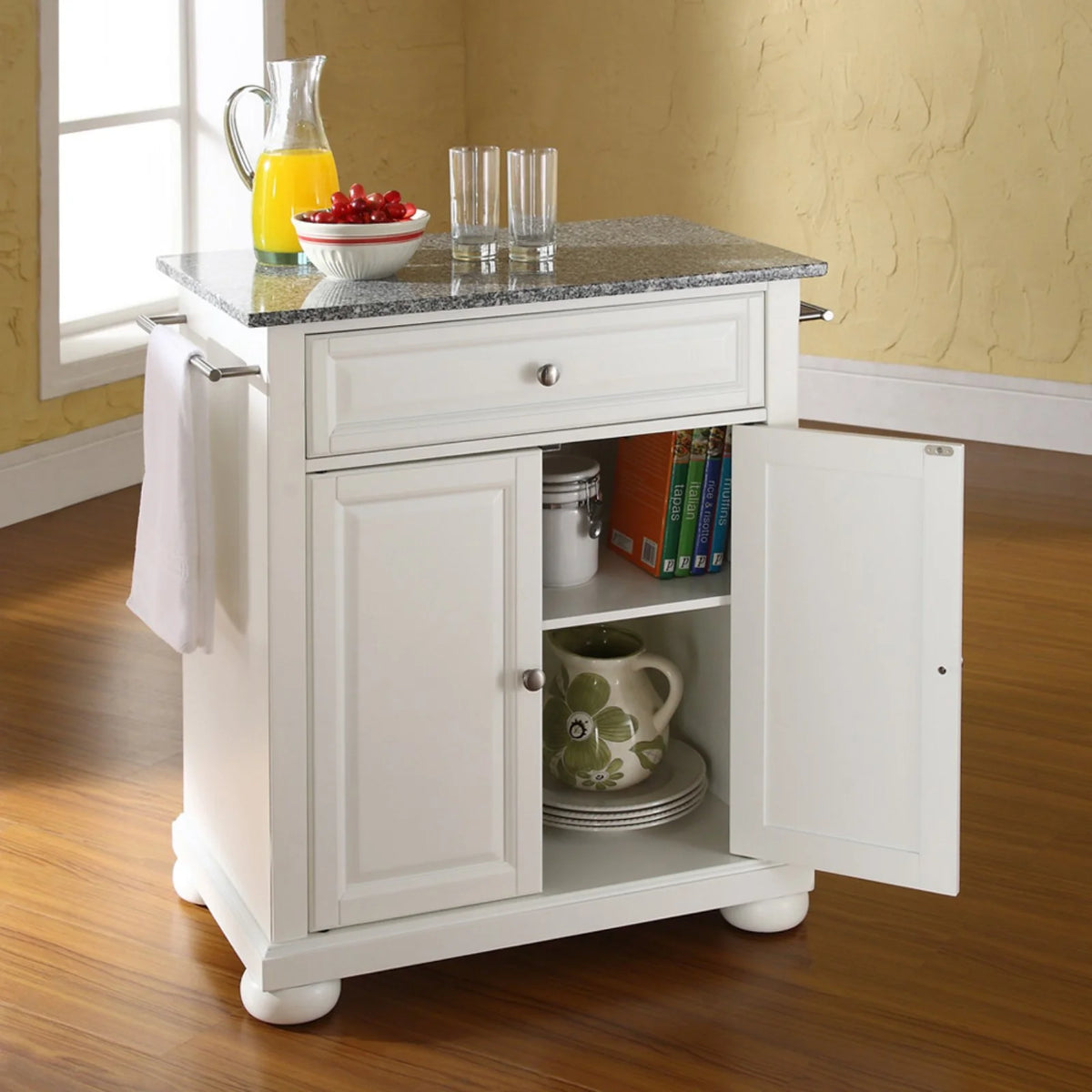 White/Gray Wood Portable Kitchen Island Q940886