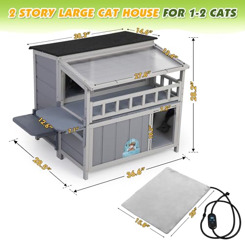 Gray 2-Tier Wood Cat House K5085