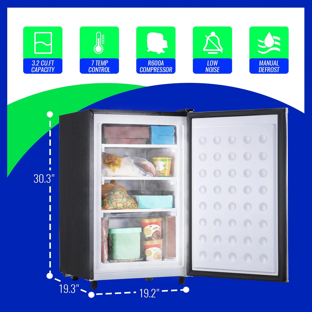 Silver 3.2 Cu.Ft Upright Freezer J458