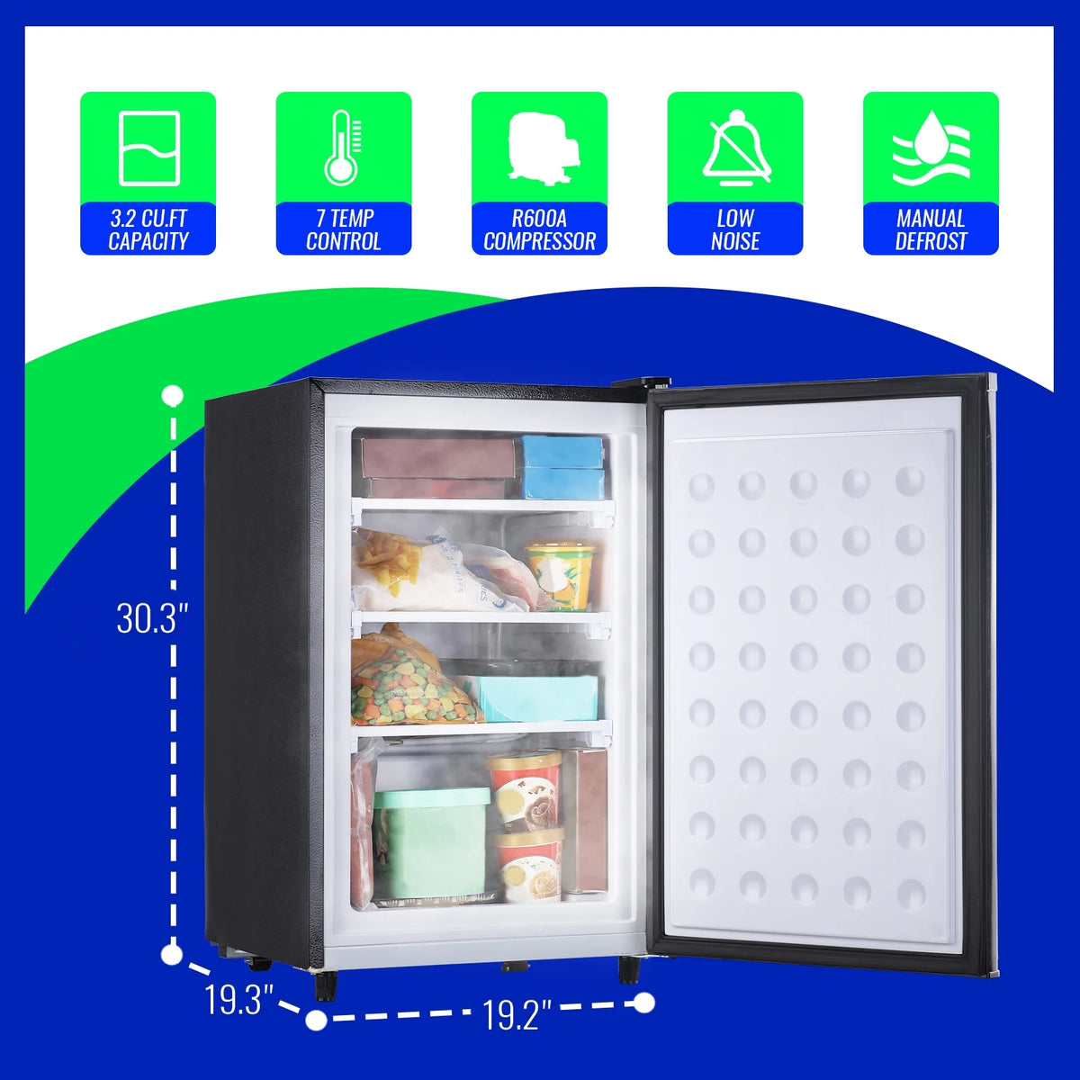 Silver 3.2 Cu.Ft Upright Freezer J458