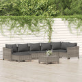 8 Piece Patio Set with Cushions Gray Poly Rattan X7007