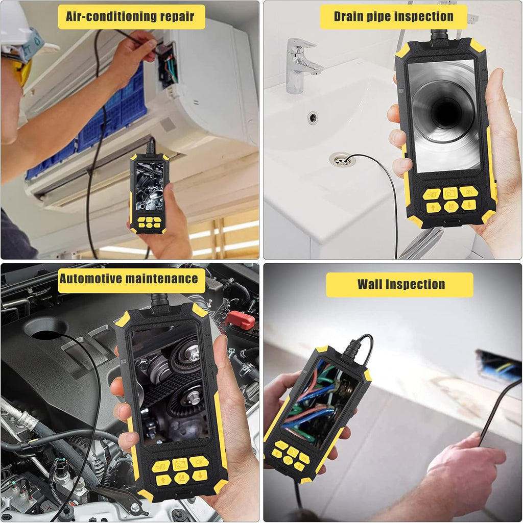 Dual Lens Borescope Inspection Camera with LED Light, 1080P HD Endoscope Camera, 4.5 IPS Screen, IP68 Waterproof 8mm Camera, 16.4ft Flexible Cable I29159