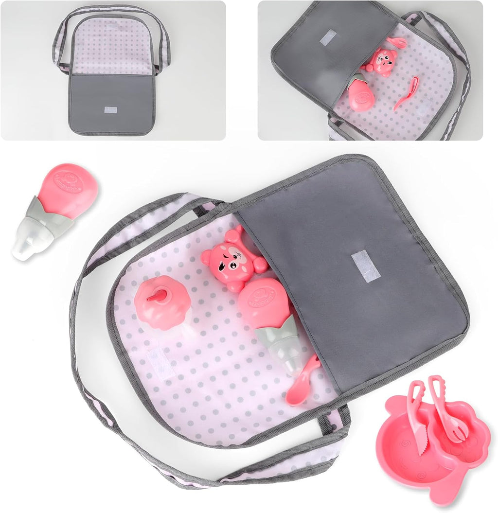 Baby Doll Stroller Crib Bed Nursery Role Play Set with Accessories and Play Mat F60057