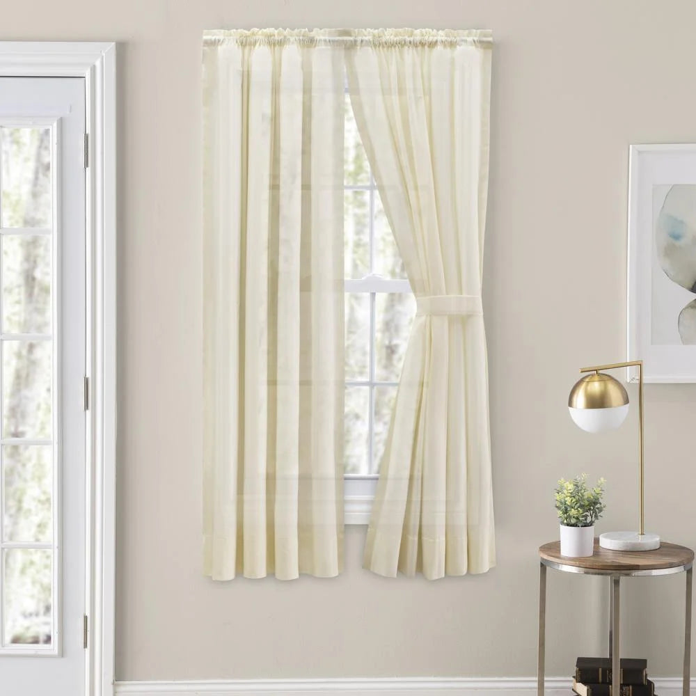 Tailored Curtain Panel Pair with Ties 80" x 54" Natural J5284