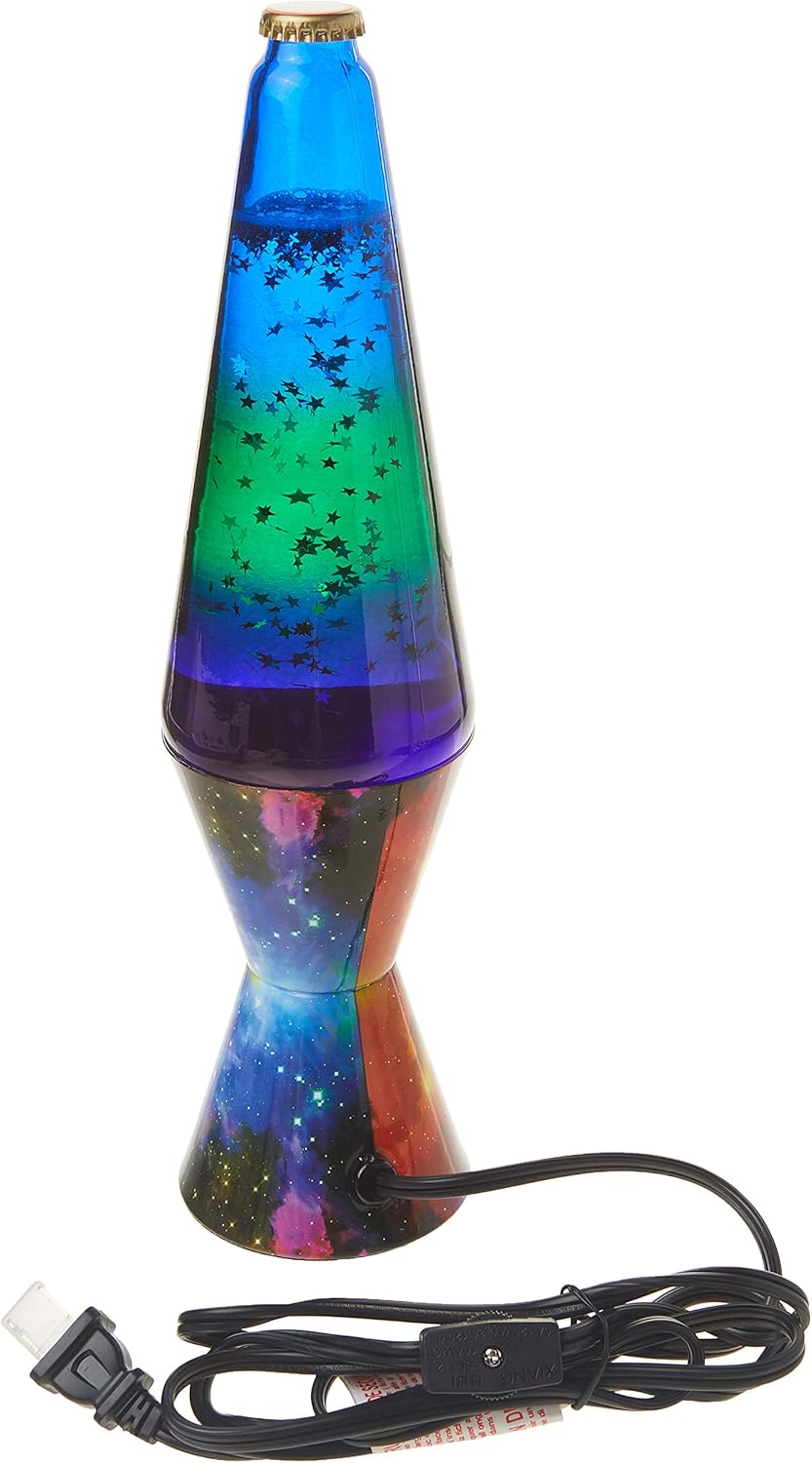 14.5-inch Silver Glitter Clear Liquid Tri-Colored Globe Decal Base Lava Lamp D884