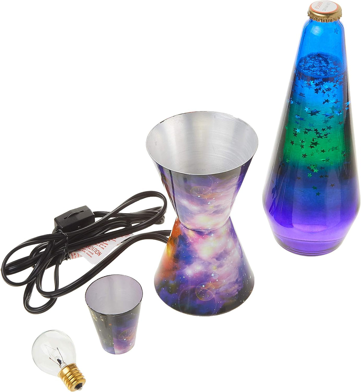 14.5-inch Silver Glitter Clear Liquid Tri-Colored Globe Decal Base Lava Lamp D884