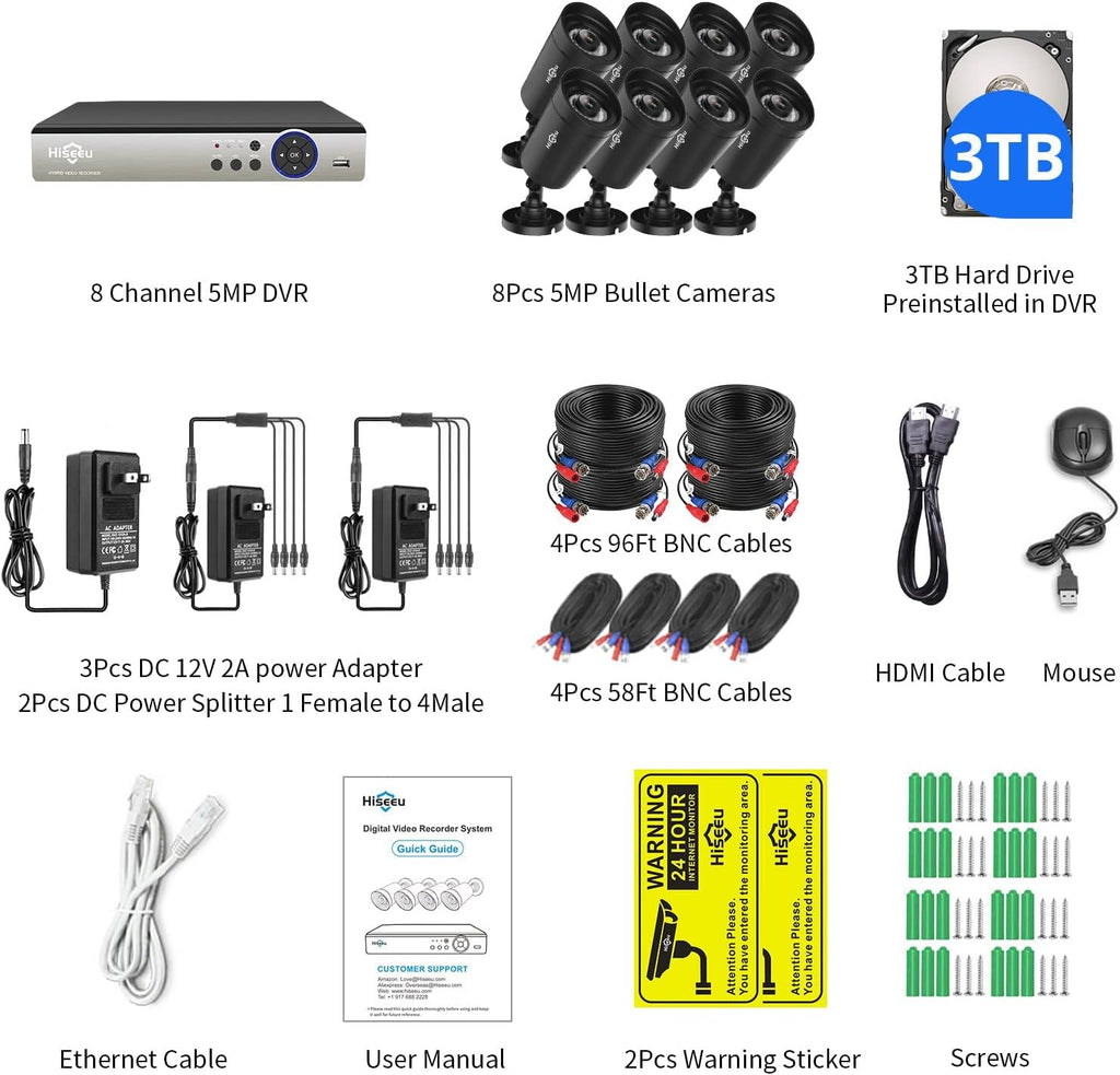 5MP 8 Channel Security Camera System with 3TB Hard Drive Q437921