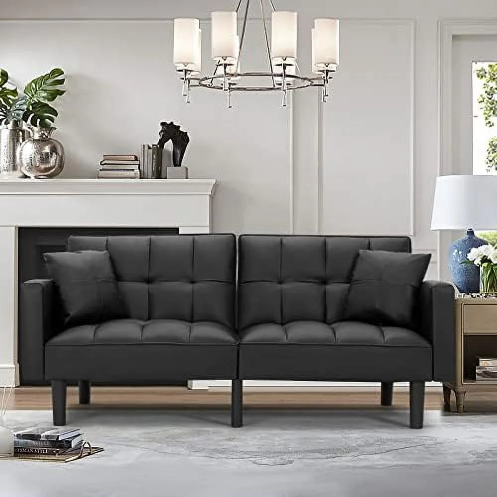 Modern Linen Fabric Convertible Sofa Bed with Adjustable Back and Arms A224