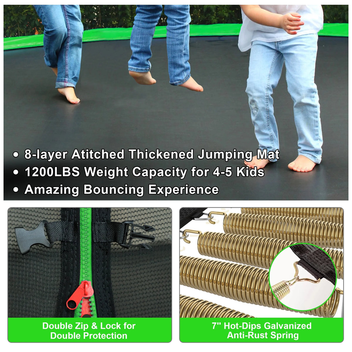12FT 14FT Trampoline with Enclosure, Basketball Hoop, LED Light and Sprinkler N894017