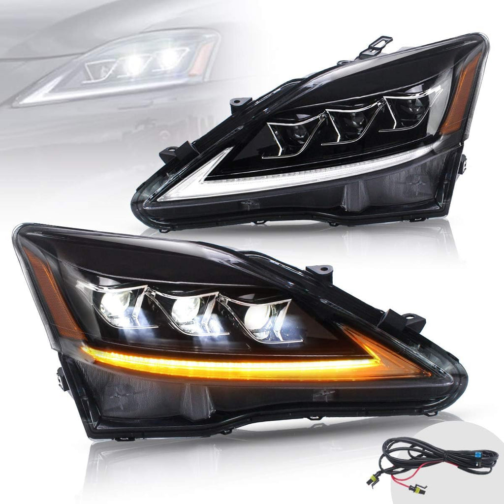 Full LED Amber Reflector Headlights & Red Taillights Assembly T9667