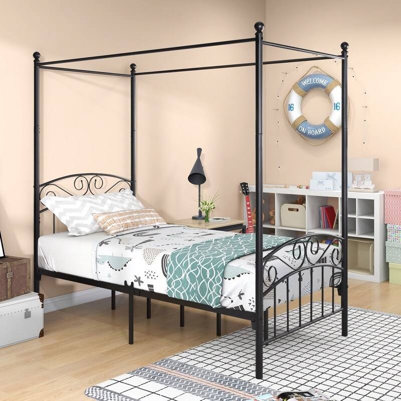 Black Twin Size Canopy Bed Frame C176