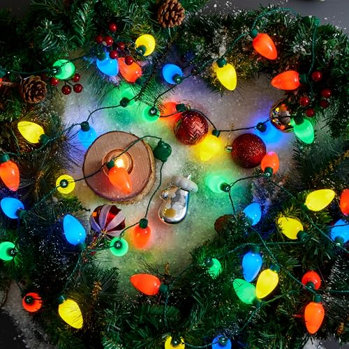 LED Light Up Christmas Necklace 9 Bulbs 6 Modes D3551