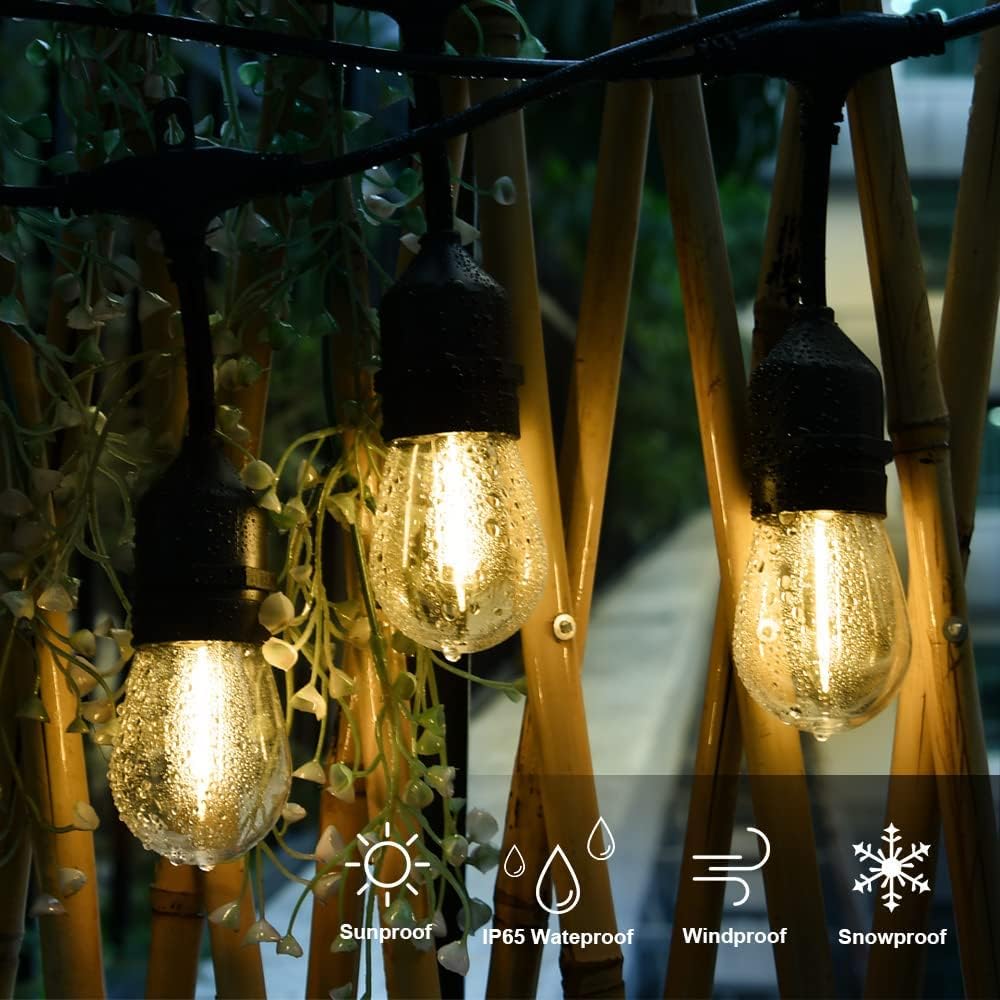 100FT LED String Lights with 30 Sockets 32 Shatterproof Plastic Bulbs I314