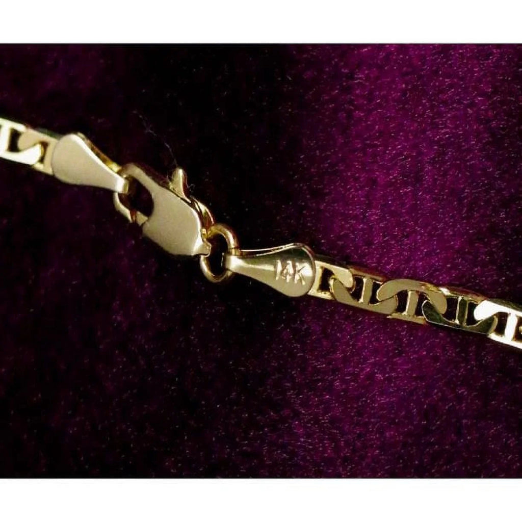 14K Bonded Gold Cuban Chain Necklace with Initial Letters Charm X3351