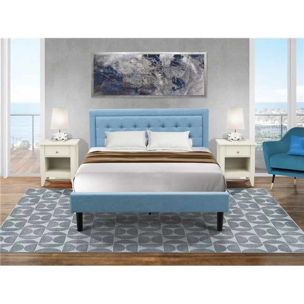 Denim Blue 3-piece Queen Wood Bedroom Set B793046
