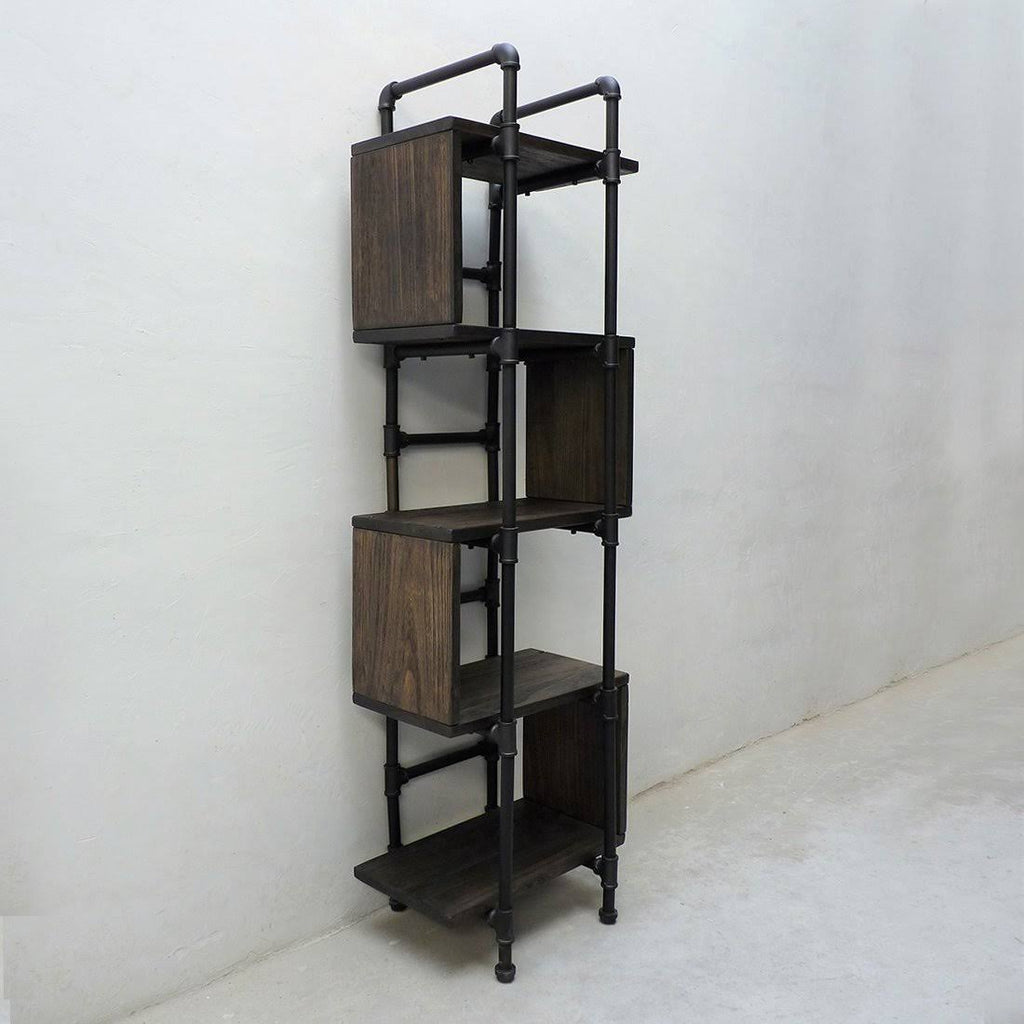 Brushed Brass Gray Natural Etagere Bookcase Q653