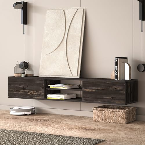 Black Oak Floating TV Stand F989