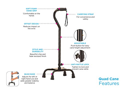 Large Base Offset Silver Quad Cane W7197