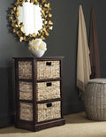 Distressed Black 3 Wicker Basket Storage Side Table D22353