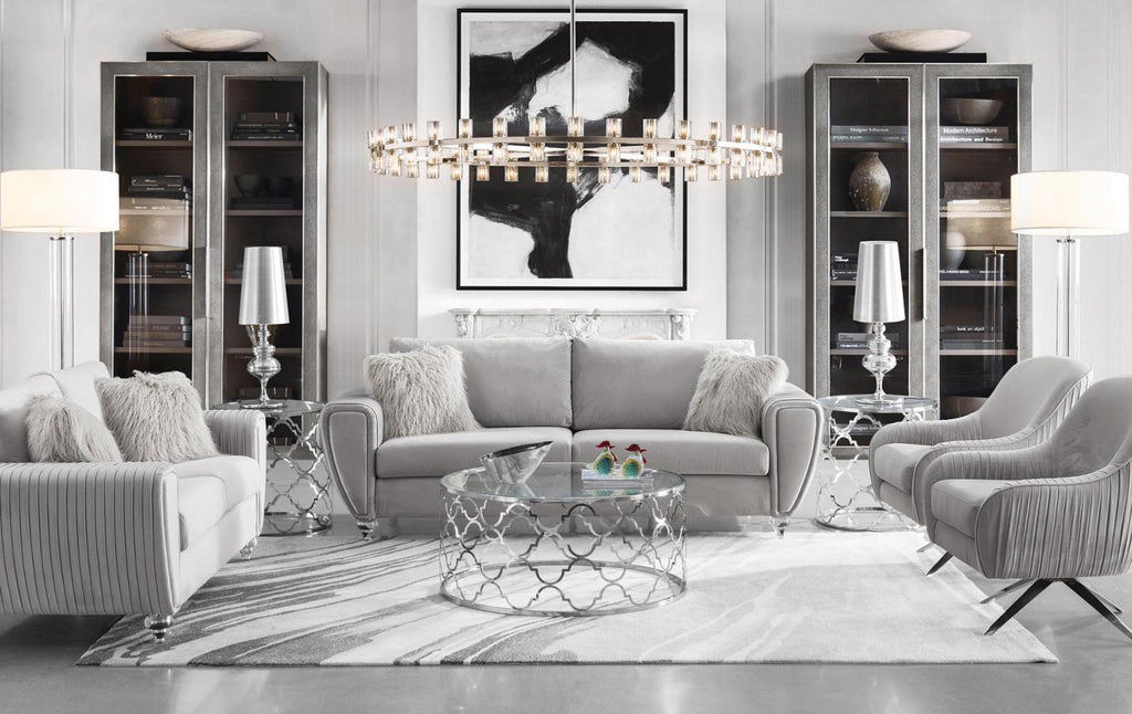 Light Gray Fabric Sofa & Loveseat Set 2 Pcs I17877