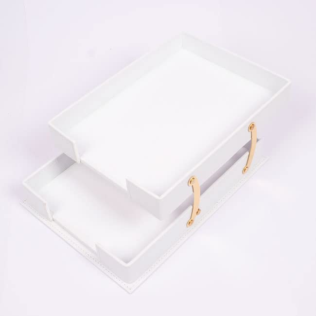 14 Pcs White Leather Desk Organizer Set B279352