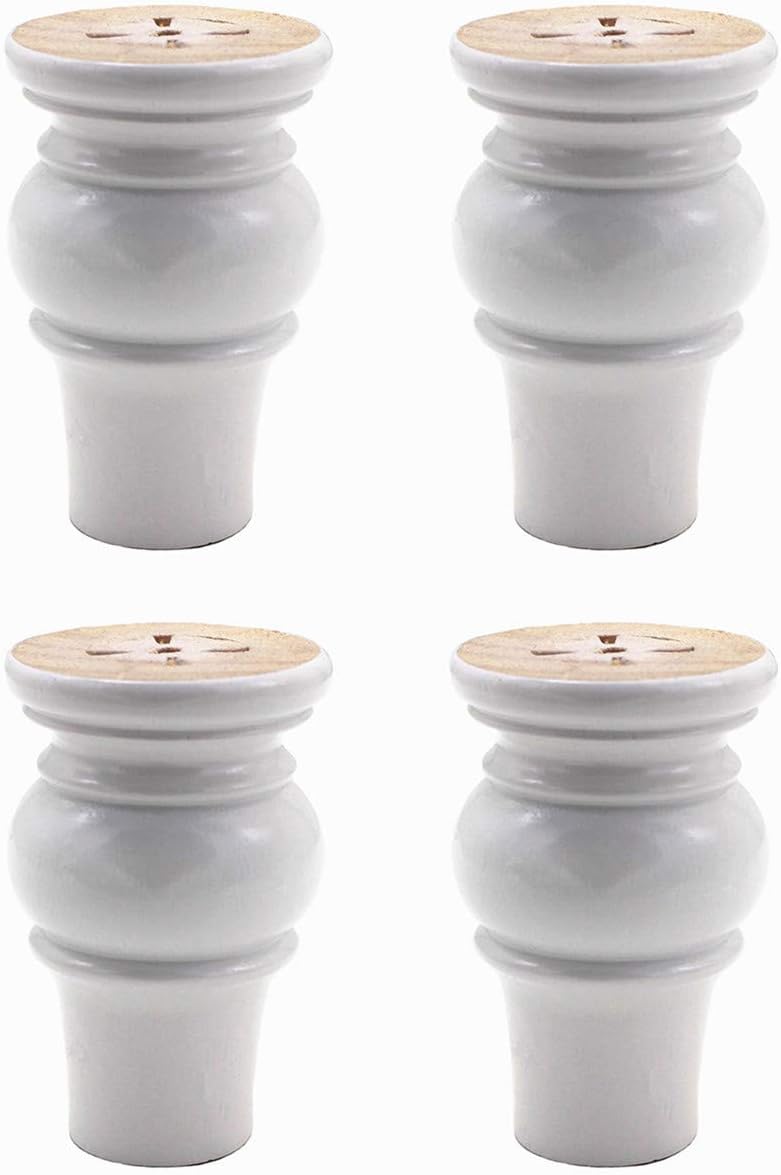 Solid Wood Furniture Legs Set of 4 White F84009