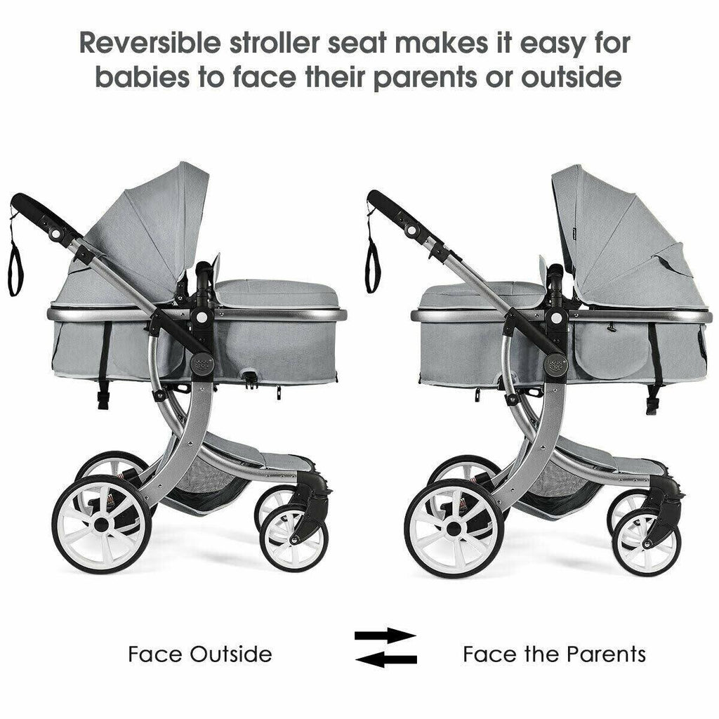 Gray Folding Aluminum Infant Reversible Stroller with Diaper Bag P868510