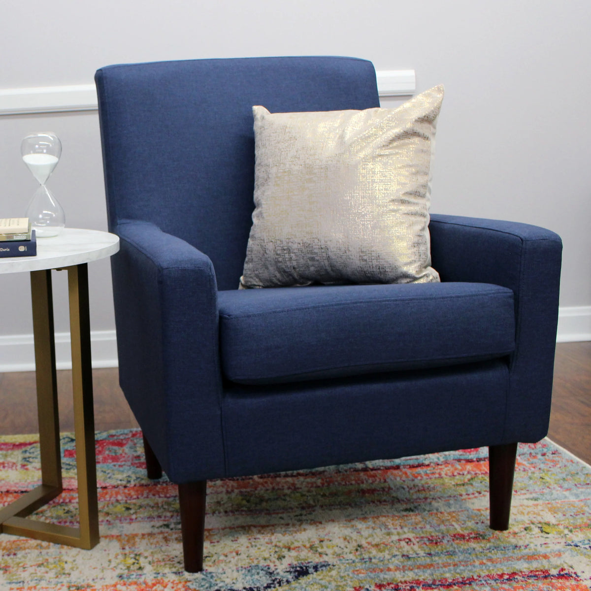 Navy Polyester Fabric Arm Chair T64105