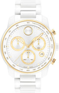 Swiss Quartz Chronograph Ceramic Link Bracelet Sport Watch 44mm R157976
