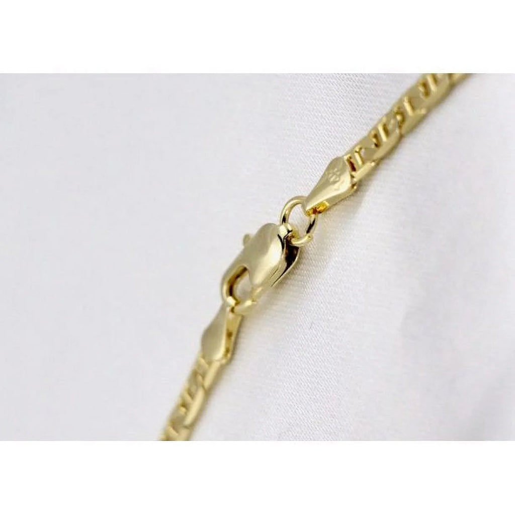 14K Bonded Gold Cuban Chain Necklace with Initial Letters Charm X3351