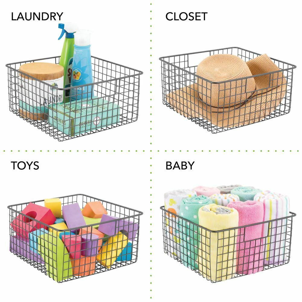 4 Pack Metal Wire Food Storage Organizer Bin, Soft Brass H526671