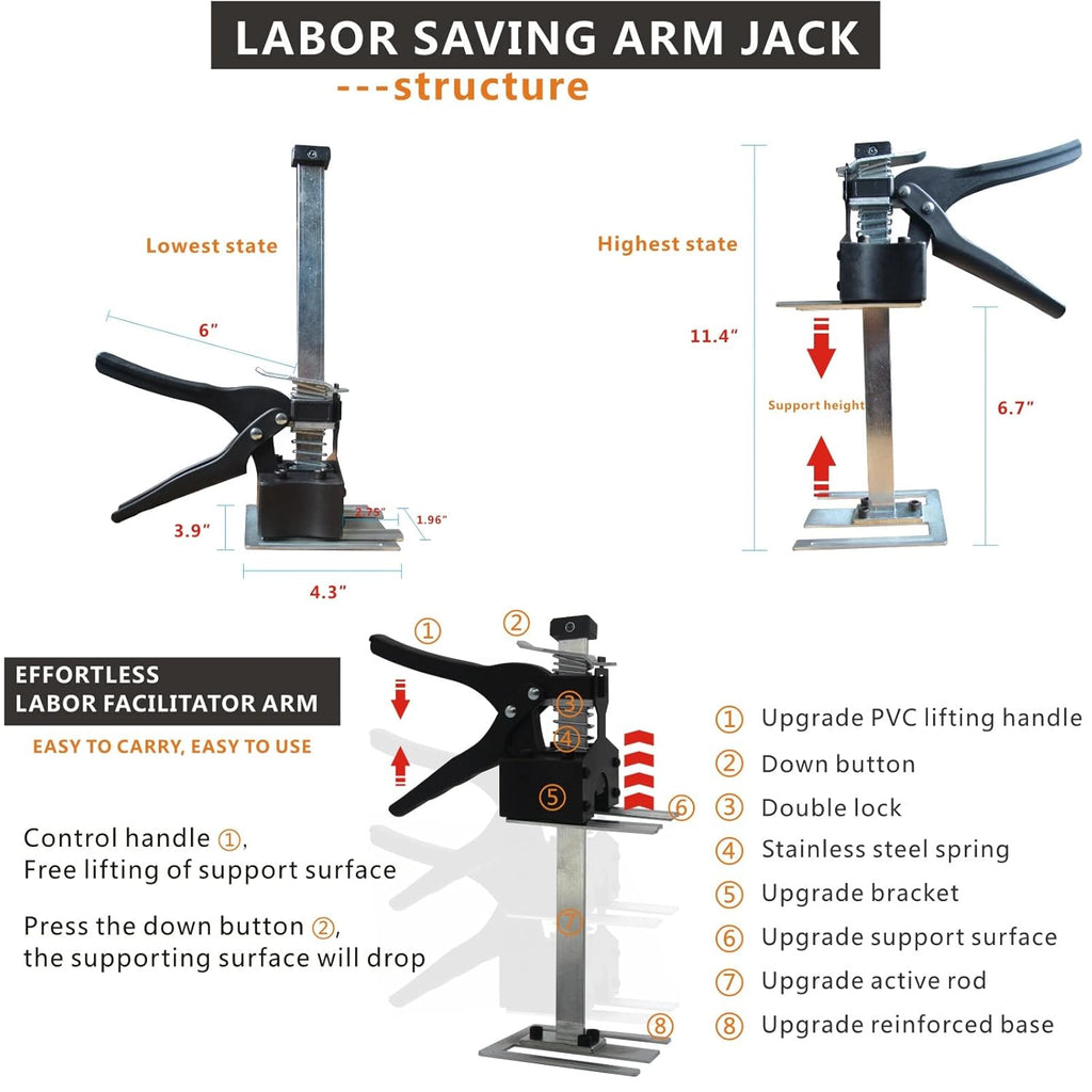 150KG Hand Jack Tool Furniture Lifting Levelers (2PCS) D90150