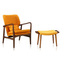 Yellow and Walnut Accent Chair and Ottoman E3279